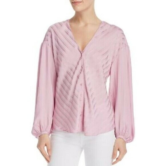 Joie Light Purple Cadmar Illusion Chevron Blouse M - Picture 1 of 12